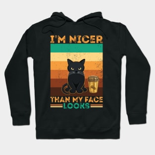 Introvert Coffee Cat I'm nicer than my face looks Hoodie